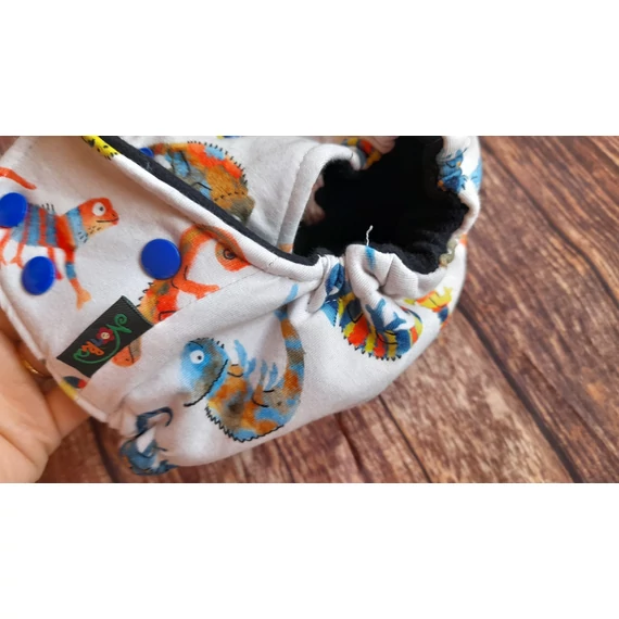 Gyapjú mosható pelenka pamut dekorral patentos( kaméleon)